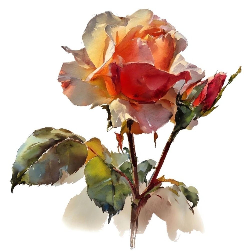 3pc=Water Color Rose Prints SPECIAL
